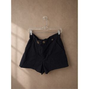 Anthropologie Maeve Size 14 Black Sailor Button Linen Blend Shorts